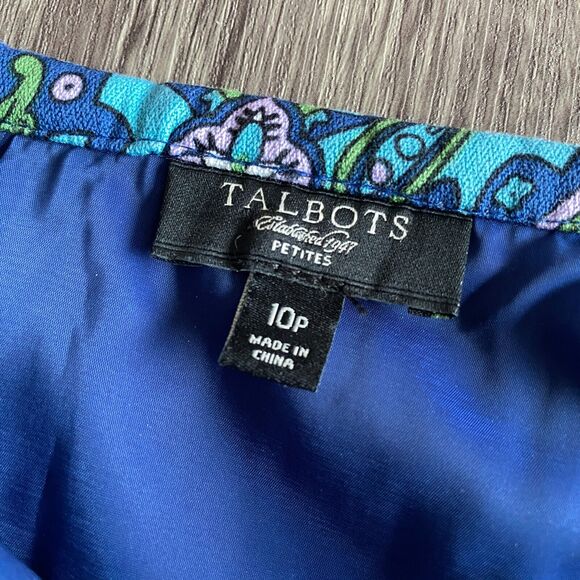 Talbots Womens Petites Skirt 10P Blue Purple Paisley Floral Pencil Lined Stretch - Picture 7 of 10